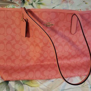 Coach pink lemonade large reversible tote